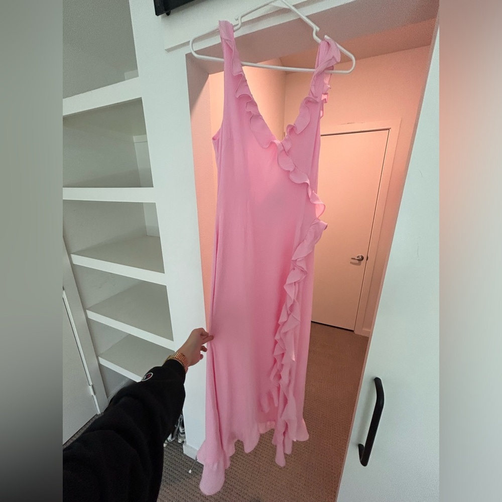 Hello Molly baby pink dress with ruffle slit. Never worn great condition